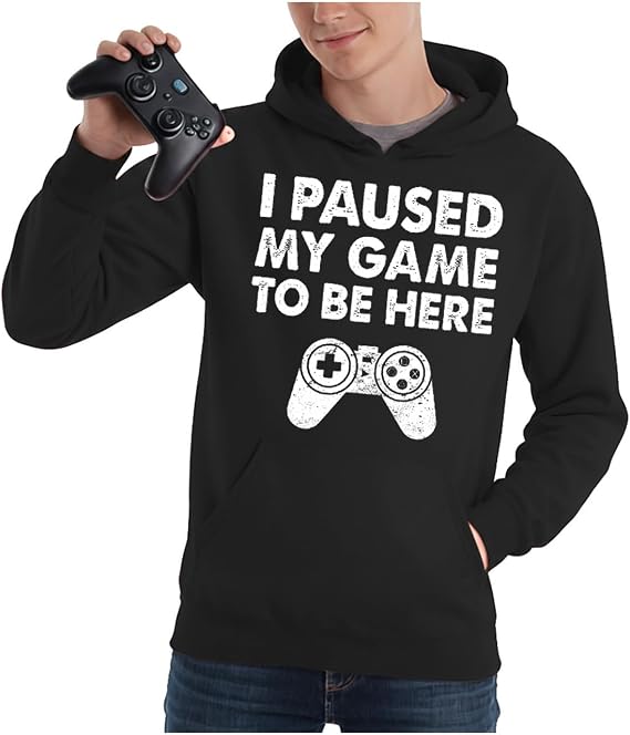 Tstars I Paused My Game Hoodie Men Funny Gamer Teen Boys Video Game Gift
