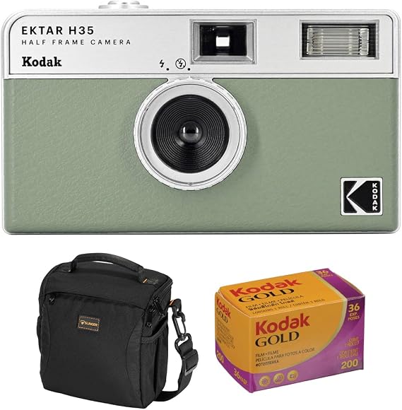 Kodak EKTAR H35 Half Frame Film Camera, Sage with Accessory Kit