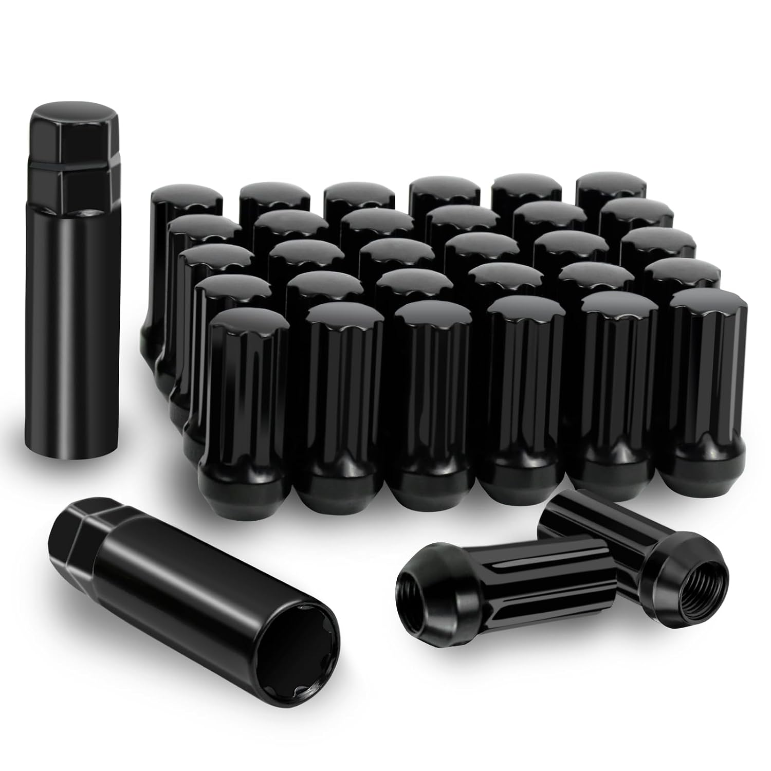 32 PS 916-18 Wheel Lug Nuts, 32x 916 x 18 2 Tall Long Extended Lug Nuts with 2 Socket Compatible with 2002-2011 Dodge Ram 1500, 1994-2011 Dodge Ram 2500 3500 Aftermarket Wheels 8 Lug