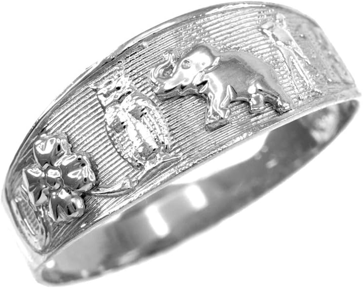 Solid 925 Sterling Silver Good Luck Charm Ring