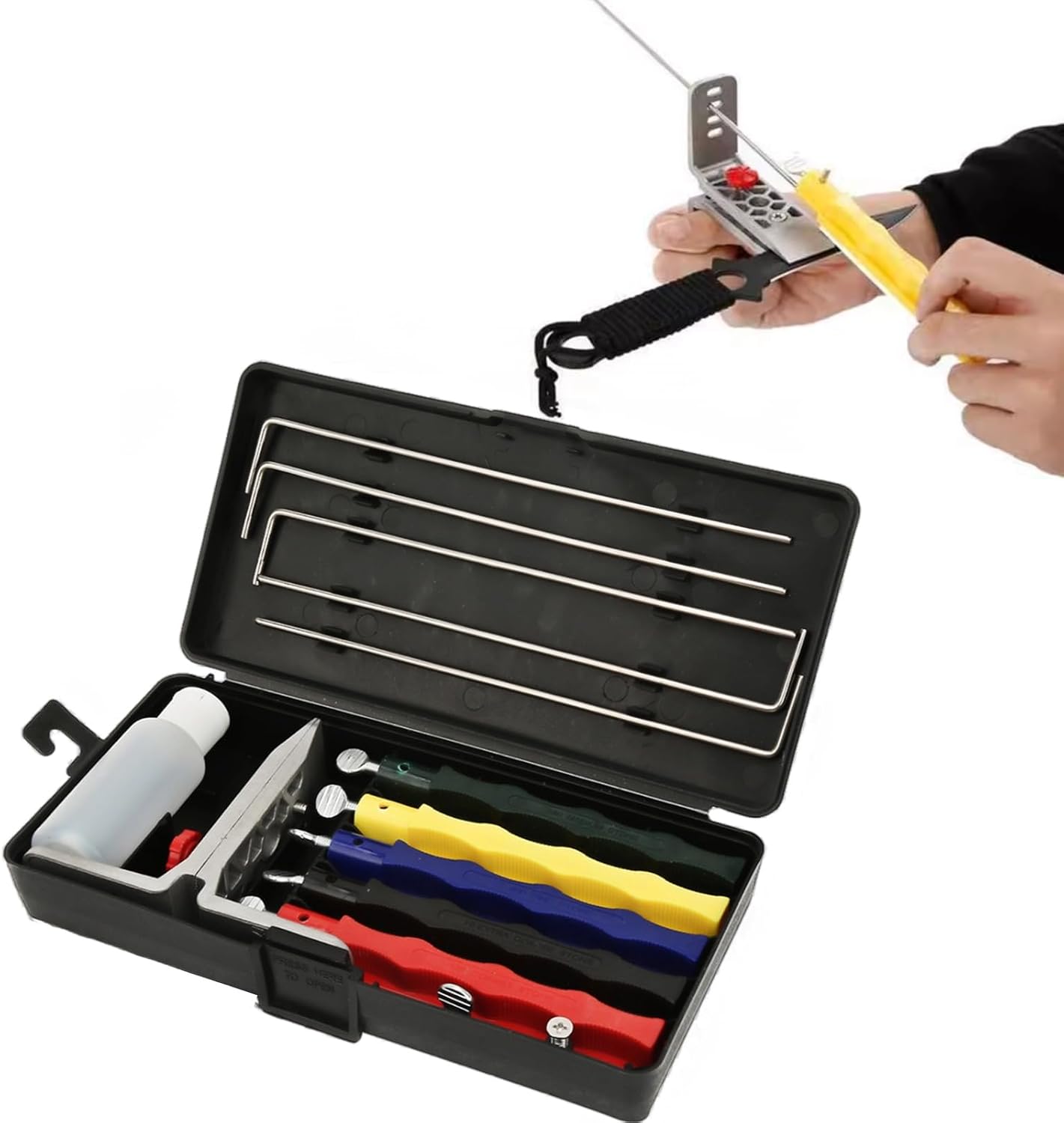 Professional Knife Sharpener Fix Angle Knife Sharpeners Kit 5 Stones Set with Honing Oil Kitchen Sharpening System Home Kitchen Chef Grinder Tools