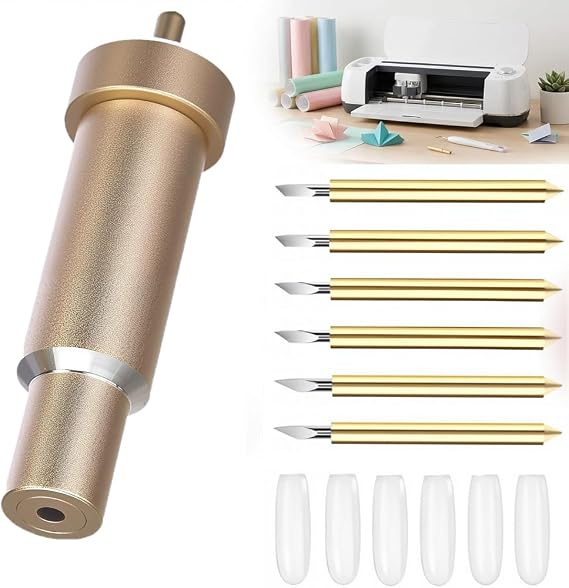 Premium Fine Point Blade Set Compatible with Cricut Maker 4/3/Explore 4/3/Air 2/One 6 Replacement Blades 30°/45°/60° Precision Blades for Fine Cuts in Vinyl Cardstock Cork Fabric Faux Leather (Gold)