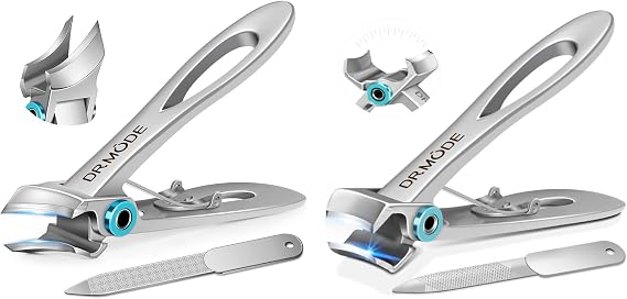 Toenail Clippers for Thick Toenails for Seniors, DRMODE Heavy Duty Toe Nail Clippers for Men Thick Ingrown Nails with Wide Jaw Opening, Upgrade Slanted Curved Large Fingernail Ingrown Toenail Clippers