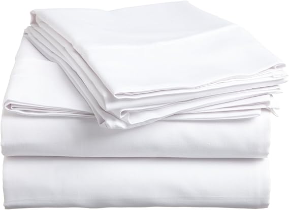 Solid Pattern White High Class 4 Piece Soft Bed Sheet Set with 22" Deep Pocket King/ Standard or Eastern King Size.