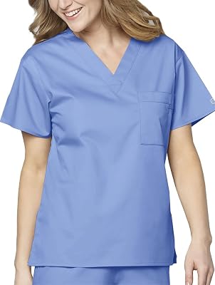 WonderWink Womens Unisex V-Neck Top Medical Scrubs Shirt, Ceil Blue, X-Large US