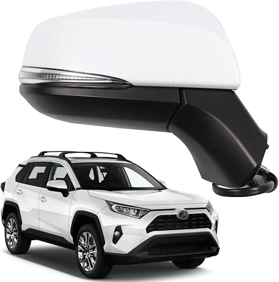 Side Mirror Assembly for Toyota RAV4 2019 2020 2021 2022 2023 2024 | Power | Heated, Turn Signal | BSM (Blind Spot Monitoring) | Replaces TO1320384, TO1320388|
