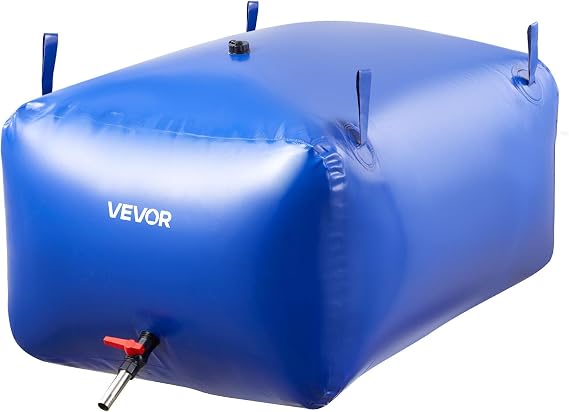 VEVOR Water Storage Bladder 105.7 Gallon Large Capacity Water Bag, Portable & Collapsible Soft Waters Container, Leakproof & Tear-Resistant PVC Emergency Waters Storage Tank for RV Truck & Outdoor Use