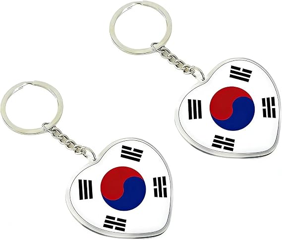 JAVD 2 Pack South Korea Flag Keychain South Korean Key Ring, medium size