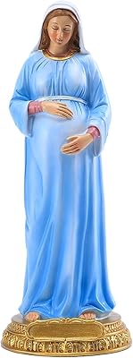 Lifelike Pregnant Mother Mary Statue 8.4 Standing Resin Blessed Mother Statue - Catholic Gift