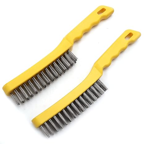 MAXMAN Wire Scratch Brush 2PCS, 11 Inch Stainless Steel, Plastic Handle