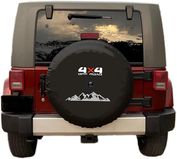 for Ford Bronco Spare Tire Cover with Camera Hole, for Jeep Wrangler Spare Wheel Cover with Camera Hole, Spare Tire Cover Protector 4X4 Off-Road (L: 265/50R20, 255/70R17)