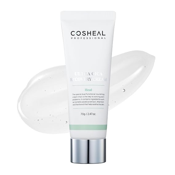 Ultra Cica Recovery Cream 2.47 oz, Skin-Calming Barrier Repair Gel Cream with Centella Asiatica, Allantoin & Panthenol, Soothes & Strengthens Sensitive Skin, Korean Skincare