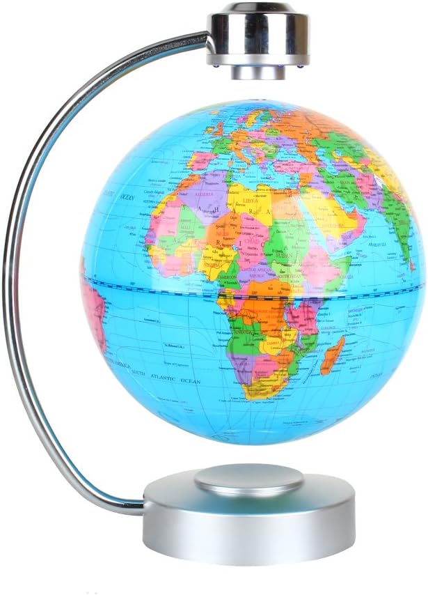 Floating Globe, Office Desk Display Magnetic Levitating and Rotating Planet Earth Globe Ball with World Map, Cool and Educational Gift Idea for Him - 8 Ball with Levitation Stand Blue