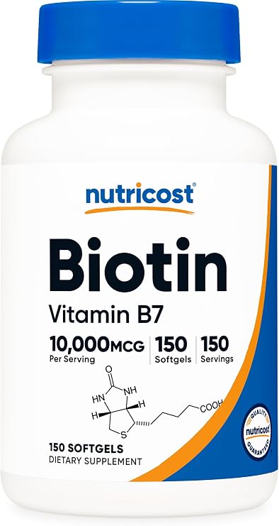 Nutricost Biotin (10,000mcg) 150 Softgels - Gluten Free, GMO-Free