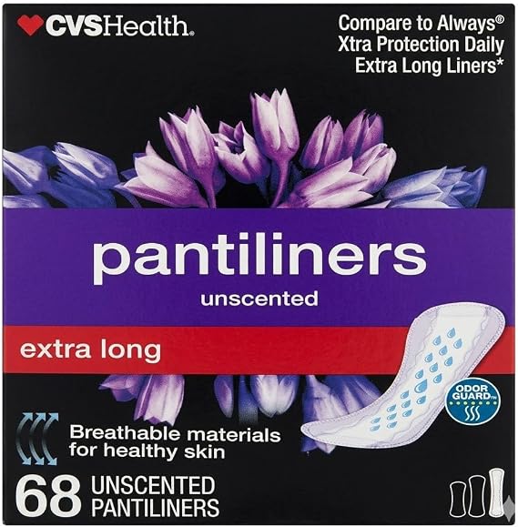 CVS Extra Long Unscented Pantiliners, 68 Count