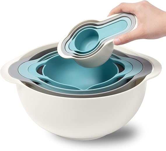 8‑Piece Nesting Mixing Bowls Set, Blue