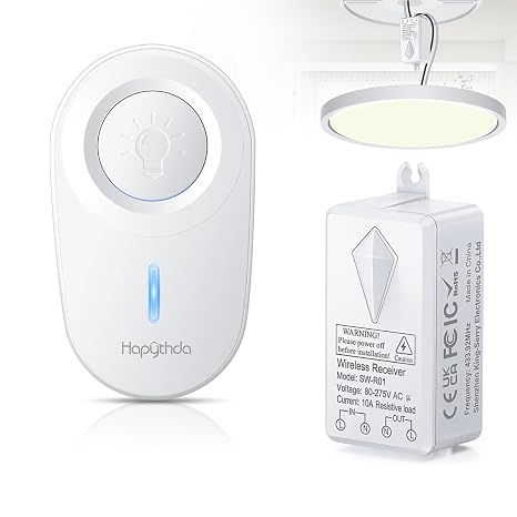Wireless Switches for Lights, No in-Wall Wiring Required Remote Control Light Switch, 1300 FT Long Range Wireless Panel Switch for Led Light/Ceiling Lights/Fans, Programmable