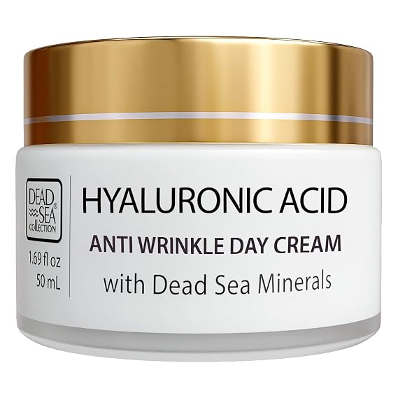 Dead Sea Collection Day Cream for Face with 5% Hyaluronic Acid, Dead Sea Minerals, and Vitamin E Anti Aging Nourishing Skin Care Moisturizer to Reduce Wrinkles (1.69 fl. oz)