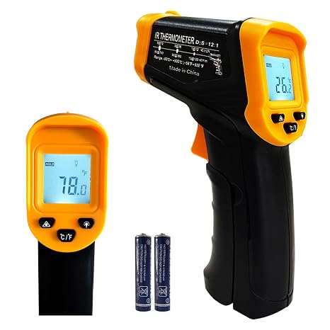 Digital Infrared Thermometer gun for cooking,BBQ,Pizza oven,Ir Thermometer with Backlight,-58F~932F(-50C~500C) Handheld Non Contact Heat Laser Temperature Gun (Not for Human)