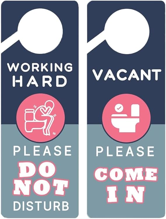 MUKA Working Hard Please Do Not Disturb Door Hanger Sign Funny Bathroom Occupied Sign Bathroom Vacant Please Come in Sign