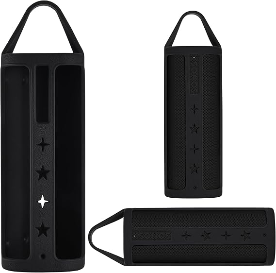Silicone Case for Sonos Roam 2/Roam, Portable, Star Pattern, Unisex, Outdoor Travel Work Essential Case (Black)