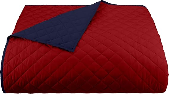 Martex Reversible Coverlet, Full Queen, Red/Navy