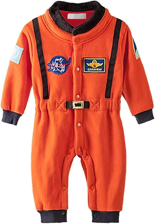 Bilo Design Baby Toddler Boy Orange Astronaut Fleece Costume Jumpsuit Cosplay Party Halloween Baby Boy Clothes