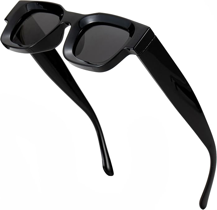 Retro Rectangle Polarized Sunglasses for Small Face Women Men Chunky Square Thick Frame Glasses UV400 Protection