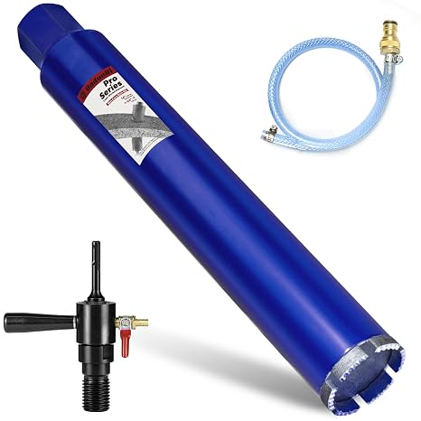 2-1/2" Pro Core Drill Bit with SDS Plus Water Injection Adapter (1-1/4"-7 UNC),14" Depth Upgraded Welded Wet Core Bits for Concrete with Rebar, Brick, Masonry, Mortar (Include Water Hose Kit)
