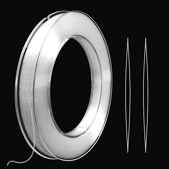 Redamancy 200m * 0.45mm Clear Nylon Thread Invisible String,Clear String for Hanging Decorations, for Hanging Christmas Ornaments, Bracelet Making, Sew Hobby, Beading Thread with Bead Needle