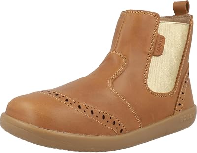 Bobux Kid Billie Caramel Leather Boots for Kids with Rubber Sole and Easy Zip Closure