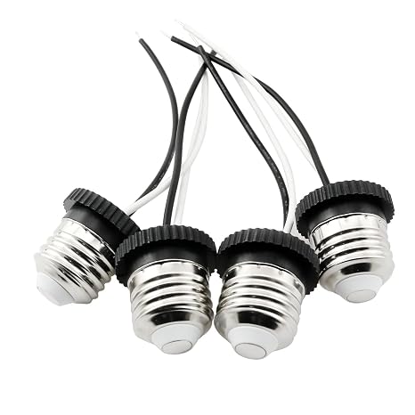 E26 Socket Adapter BLLNDX 4PCS Medium Edison Base Ceiling LED Retrofit Power Adapter Bulb Socket with 15cm Wire E26 Base Pigtail