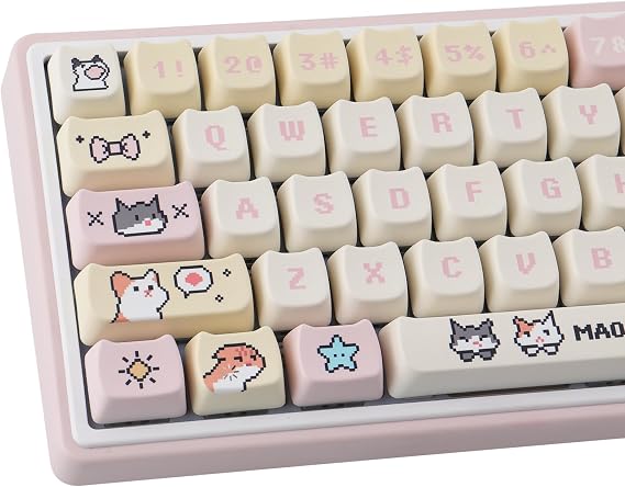 PBT Keycaps 132 Keys Cute Pixel Cat Keycaps