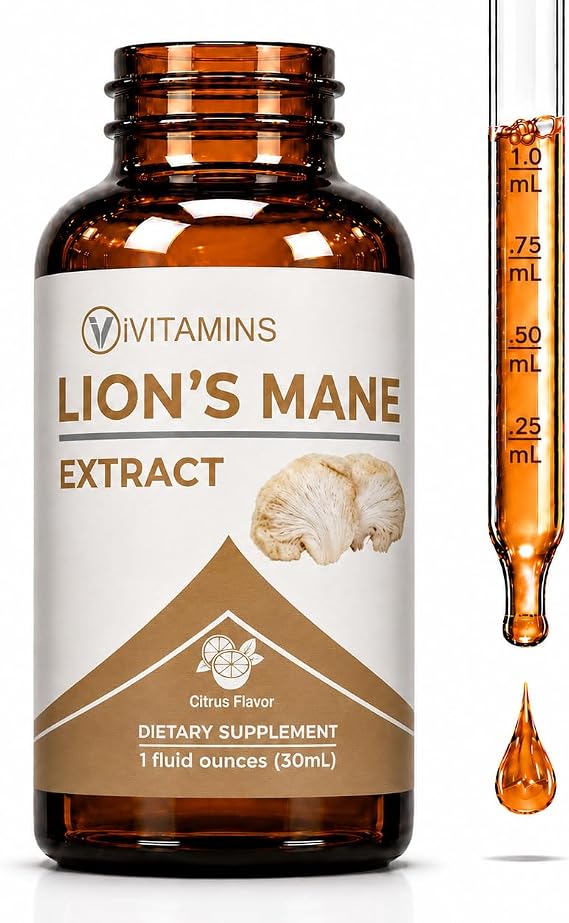 Lions Mane Liquid - Lions Mane Tincture for Memory, Focus & Clarity - Lions Mane Supplement - Lions Mane - Lion Mane Mushroom Supplement - Nootropics Brain Support Supplement - (1 Pack)