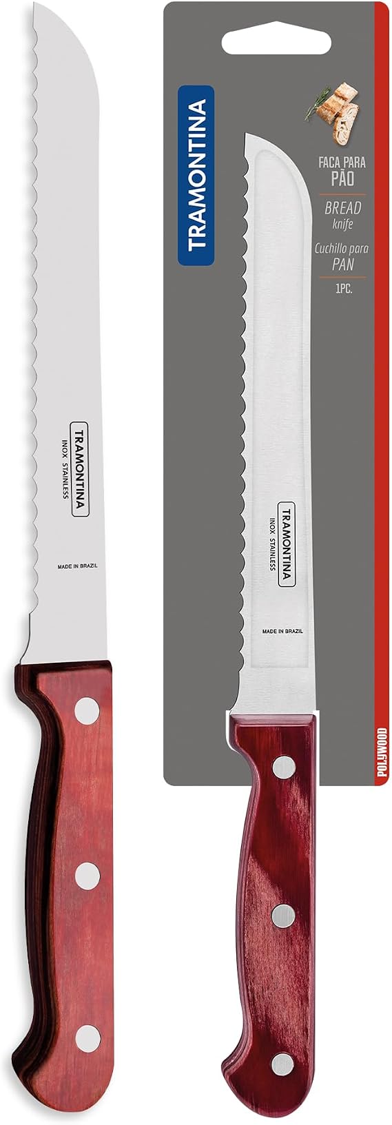 Tramontina Polywood Saplı Tırtıklı Ekmek Bıçağı (30cm)