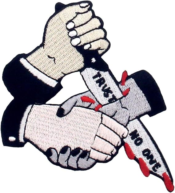 ZEGINs Trust No One Knife Cut Embroidered Patch Badge Iron On Sew On Emblem