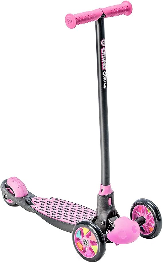 Yvolution Glider Deluxe Adjustable 3-Wheeled Scooter Youth Age 3 to 8, Pink