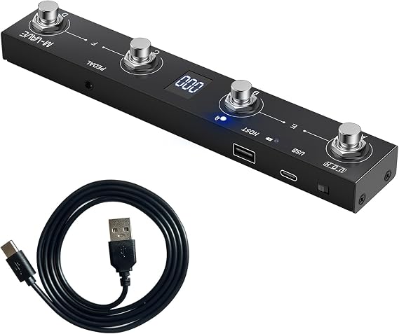M-VAVE Chocolate Plus Wireless Page Turner Pedal MIDI Foot Controller 4 Buttons BT Rechargeable External Pedal for Loop Pedal Tuner Switching Control