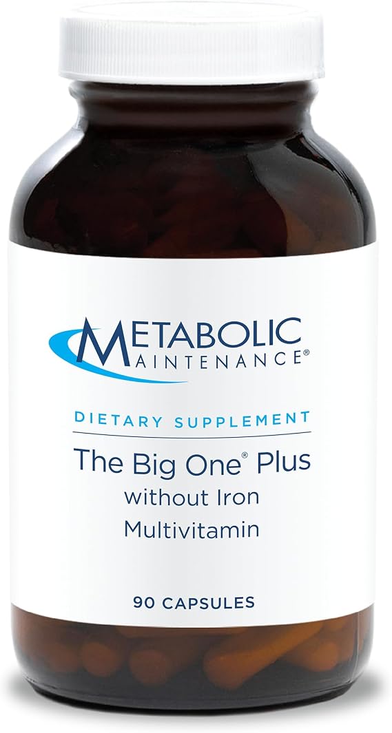Metabolic Maintenance The Big One Plus Multivitamin without Iron - Iron Free Multivitamin for Women & Men with Vitamin A, C, Minerals, Methylated B Complex, and 2000 IU Vitamin D3 - 90 Capsules | Multivitamin with Methylated B Complex for Energy and Cellular Support, Iron-Free Capsules, 90 Servings