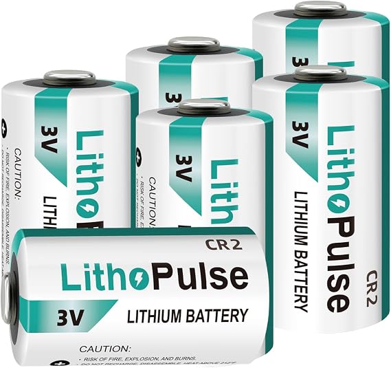 LithoPulse 6 Pack CR2 3V Lithium Battery for Flashlights Home Alarm System