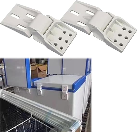 Universal 2Pcs Folding Hinge - Robust Plastic Hinges for Freezer Doors (6 Holes)