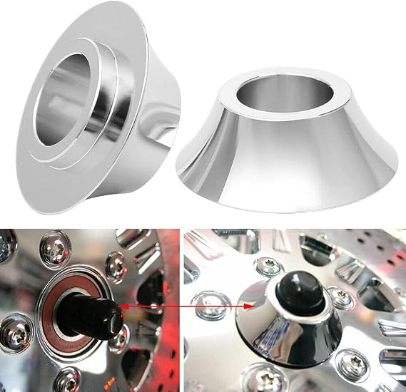 H RUO Chrome 1" Front Tapered Axle Wheel Spacers Fits for Harley FLH Bagger 2008-2018