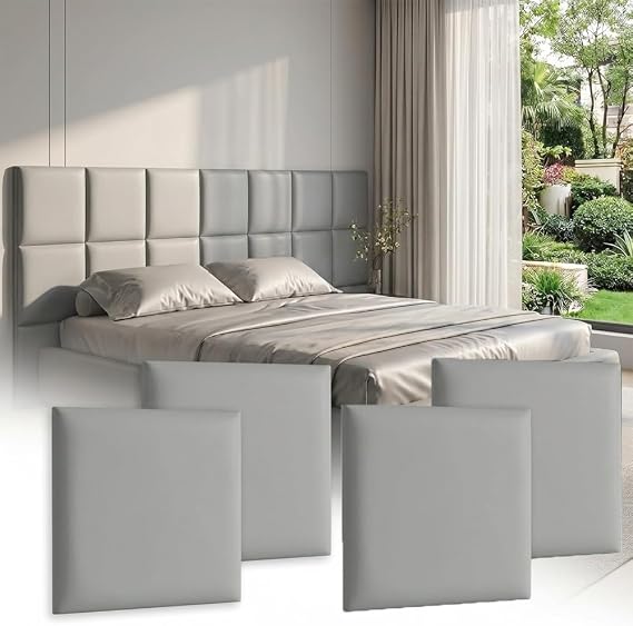 Antenat 3D Self-Adhesive Kids Headboard Padding, 4PK Grey 13.7"