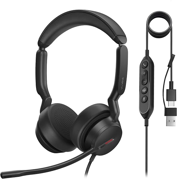 Yealink UH44 Wired USB Headset,2 Noise-Canceling Mics,inline controls