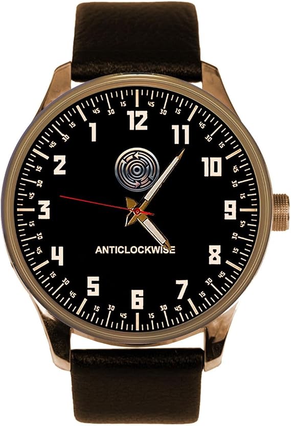 Rare Reverse Time Movement ANTI-CLOCKWISE Watch w Solid Metal Dial, Solid Brass Casing