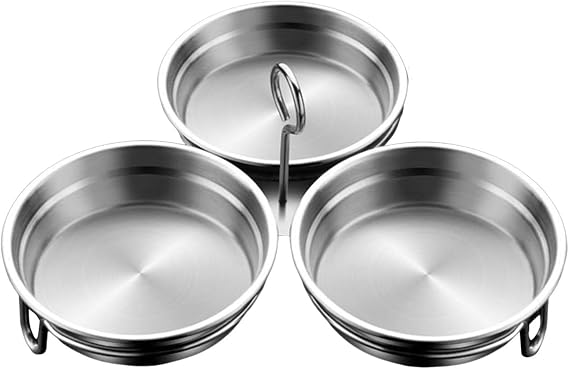 Stainless Steel Egg Poacher, 3 Cup Poached Egg Cooker, Egg Poacher Cups, Egg Pan With Rack And Handle Round/Heart, Nonstick Egg Steamer for Microwave Oven Stovetop Steamer (Silver-B)