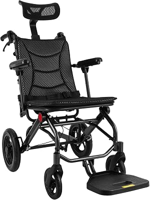 Reclining Wheelchair, Folding Reclining Wheelchair with Adjustable Backrest & Headrest Lightweight Wheel Chair for Adult Elderly Pregnant Women Other Groups with Limited Mobility Reclines 90 to 140