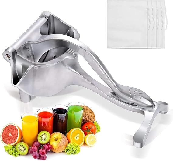 Lemon Squeezer, Aluminium Alloy Manual Fruit Juicer Citrus Juicer | Hand Press Heavy Duty Manual Squeeze Extractor Tool for Pressing Lemons, Oranges, Pomegranates and Limes - Silver