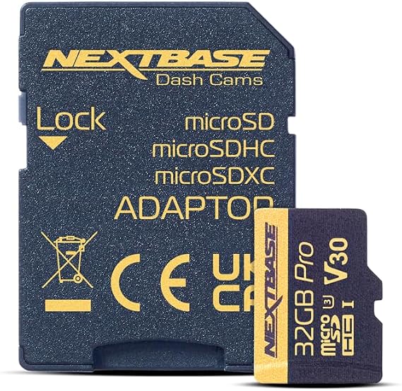 Nextbase 32GB U3 Micro SD Card - Includes Micro SD-to-SD Adapter - Ultra High Speed Memory Card Compatible with Series 1 and 2 Nextbase Dash Cam Range - Dash Camera Accessories