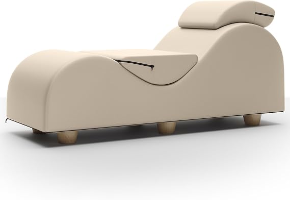 Liberator Esse Lounger II Luxurious Sex Lounge w/Wood Feet, Ultraleather, Cream